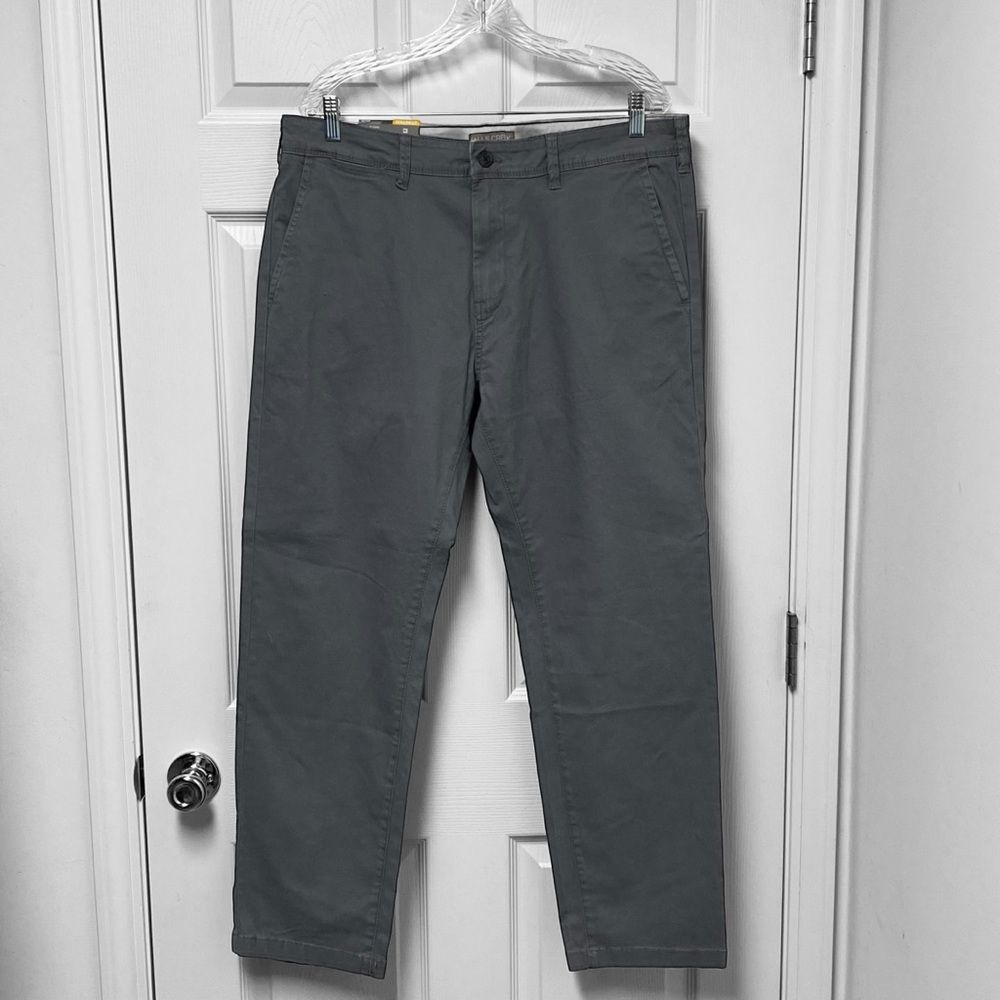 Falls Creek Gray Chino Pants Mens 46 x 30 Stretch Cotton Casual NWT New